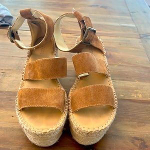 Soludos wedge sandals 7.5 brown suede